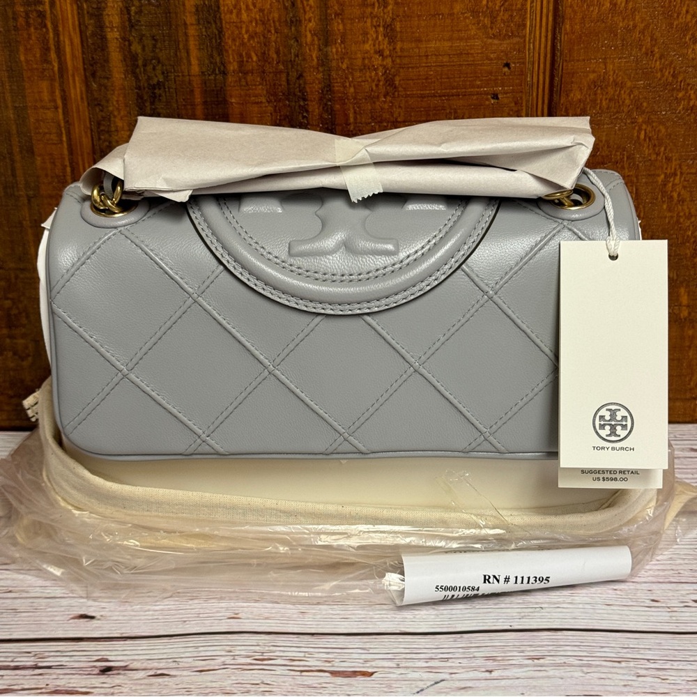 Tory Burch Small Fleming Soft Convertible Shoulder Bag - Bay Gray - Picture 6 of 8